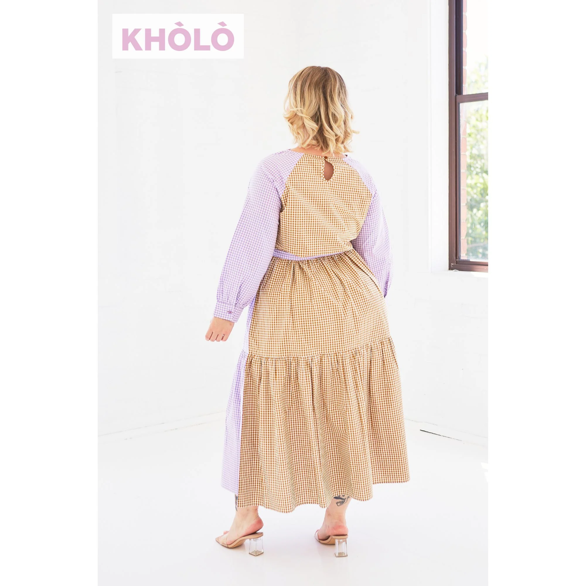 Bella Dress in Lilac & Caramel - Image 5