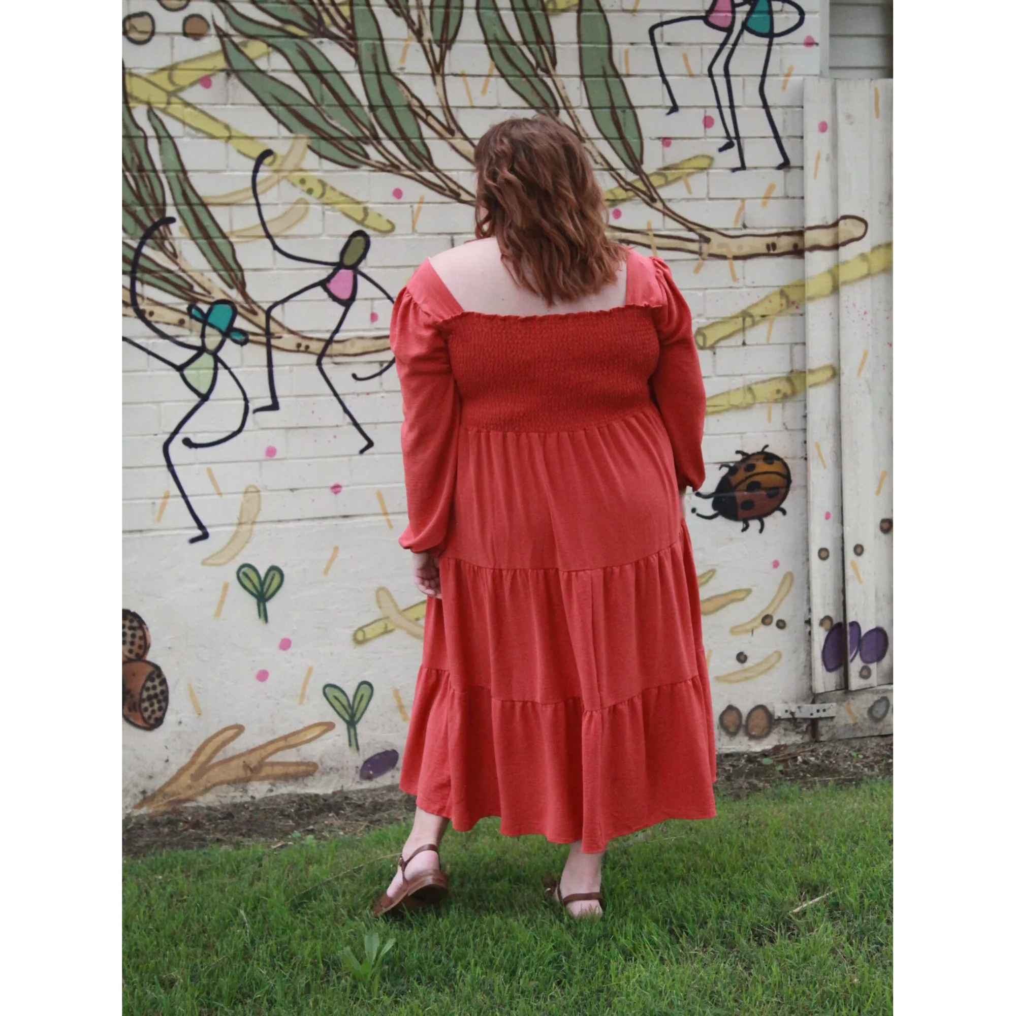 Luca Square Neck Smock Dress - Cinnamon - Image 8